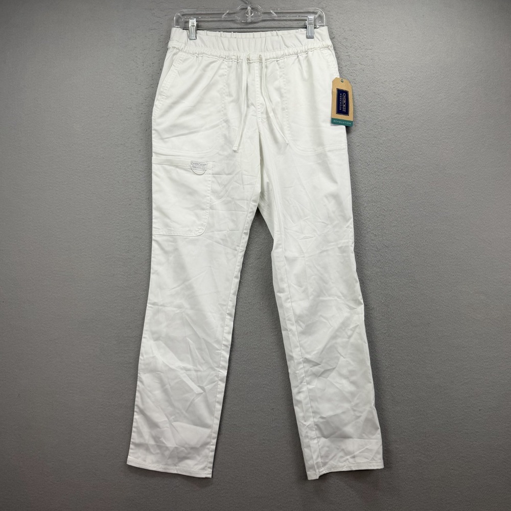 Cherokee Revolution Scrub Pants Womens Small S White Cargo WW105 Stretch NEW